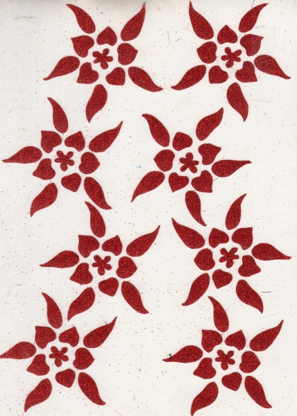 236 Aufbügelmotiv Blume Glitter rot